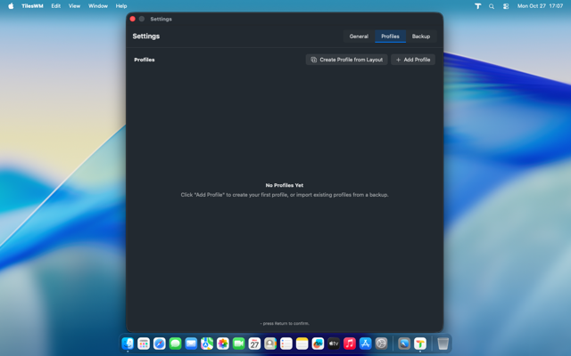 Profile view before restore