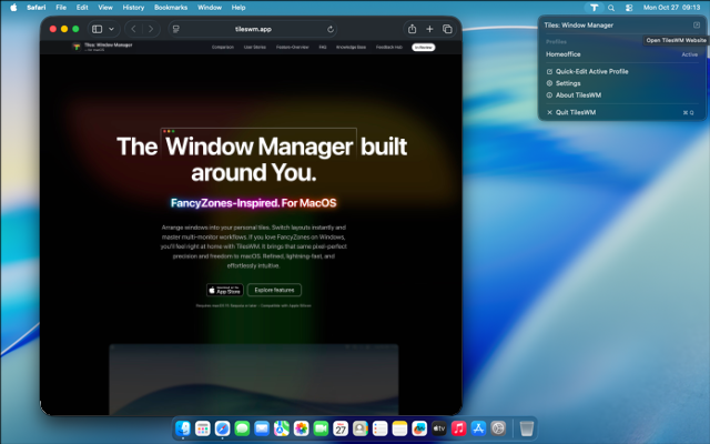 TilesWM website link in context menu