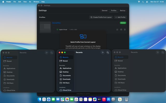 Windows arranged for auto mapping