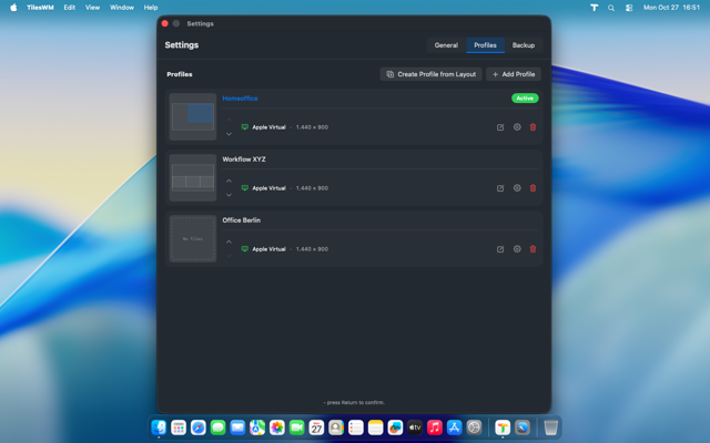 Instant delete profile with ⌘