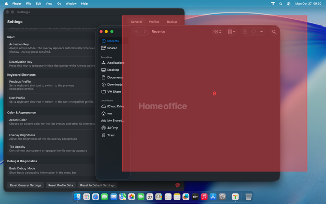Overlay brightness at 10 percent