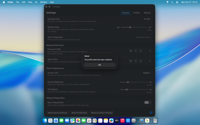 Profiles reset complete